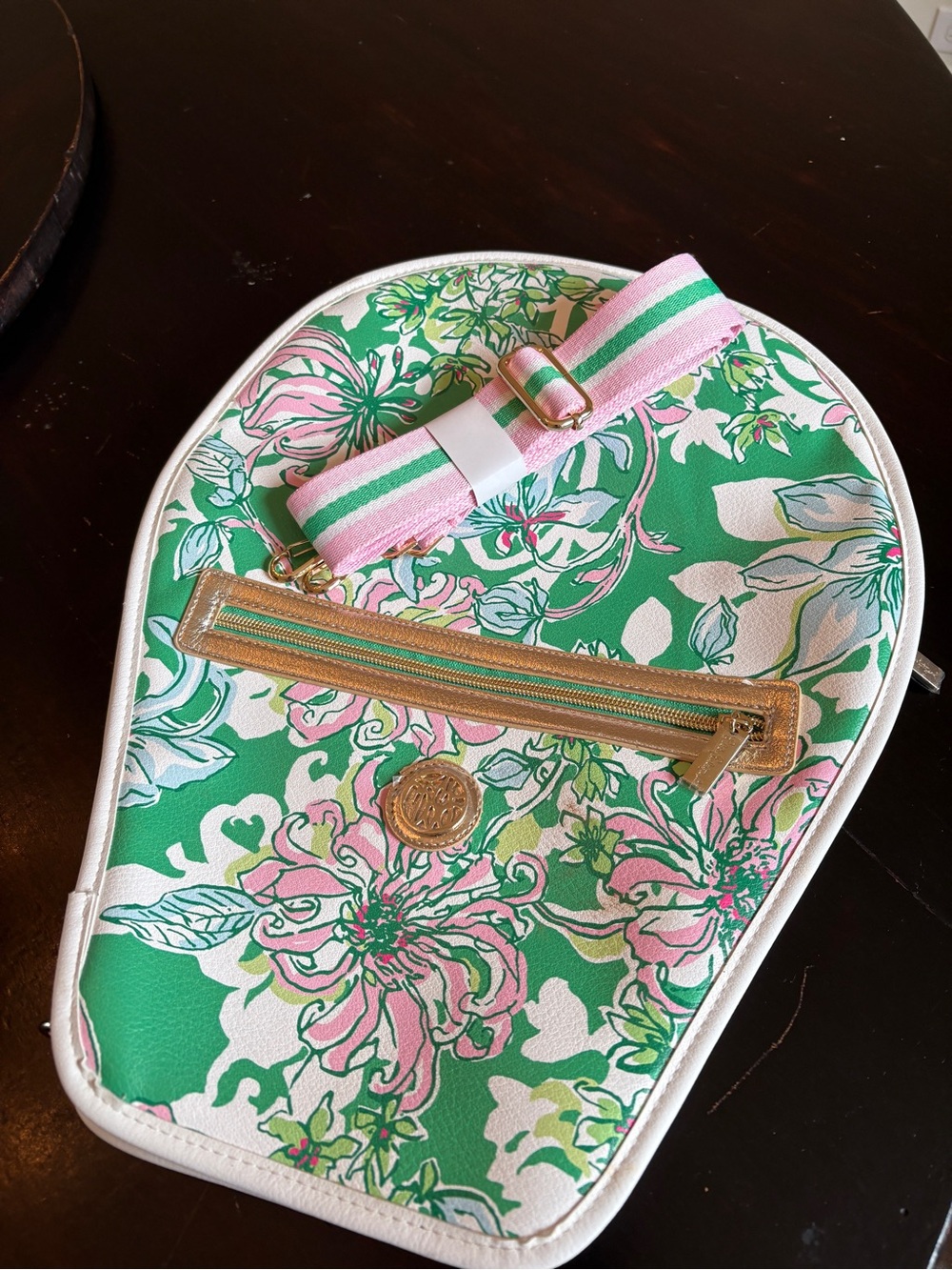 NWT- Lilly Pulitzer Green & Pink Floral Crossbody tennis racket cover